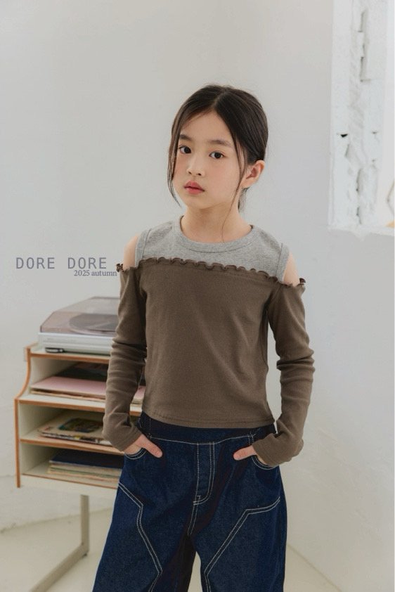 Dore Dore - Korean Children Fashion - #minifashionista - Long Sleeve Off-Shoulder Tee - 7