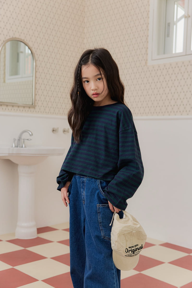 Dore Dore - Korean Children Fashion - #prettylittlegirls - My Myu Stripe Crop Tee