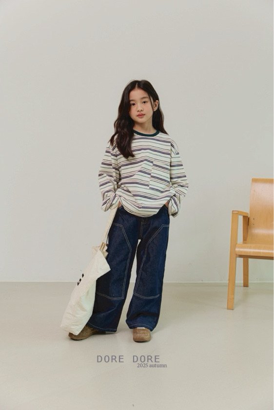Dore Dore - Korean Children Fashion - #stylishchildhood - Pocket Stripe Tee - 9