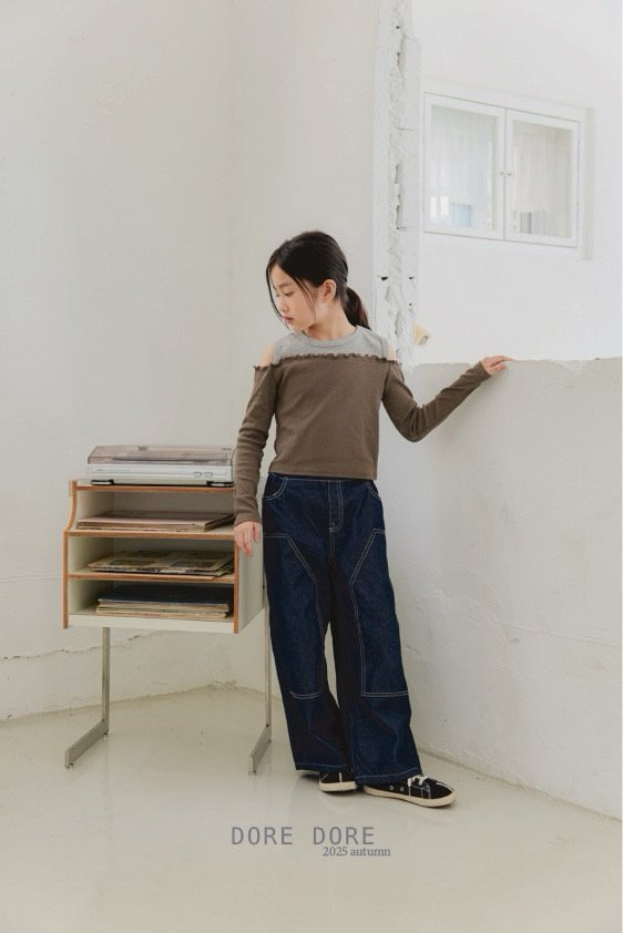 Dore Dore - Korean Children Fashion - #todddlerfashion - Long Sleeve Off-Shoulder Tee - 9