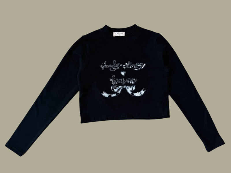 Dore Dore - Korean Children Fashion - #toddlerclothing - Dark Ribbon Crop Tee - 3