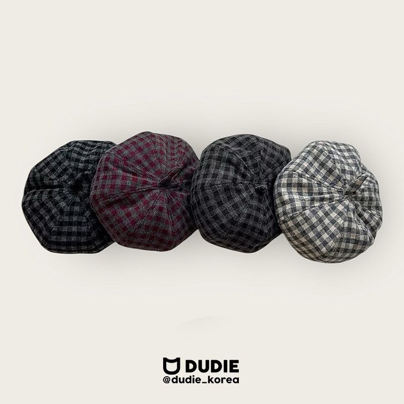 Dudie - Korean Children Fashion - #Kfashion4kids - Check Art Beret