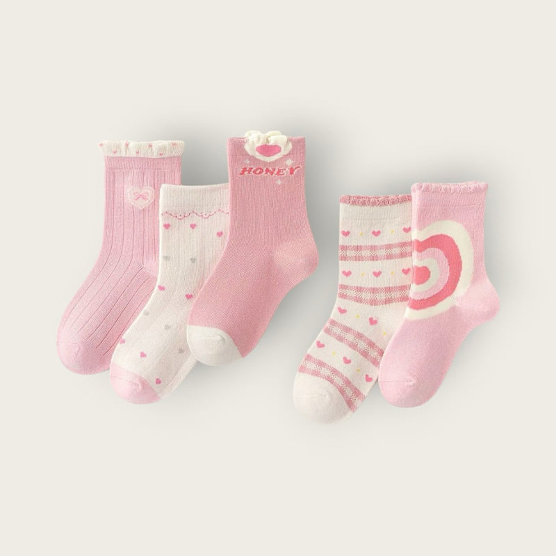 Dudie - Korean Children Fashion - #childofig - Heart Pink Set (set of 5) - 12