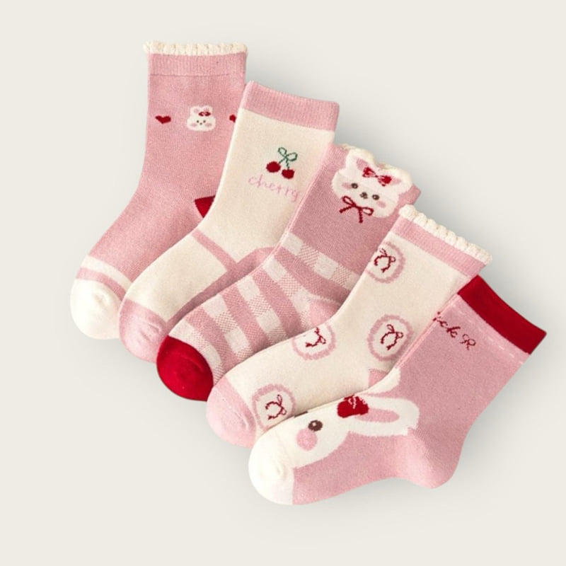 Dudie - Korean Children Fashion - #childofig - Cherry Bunny Set (set of 5) - 5