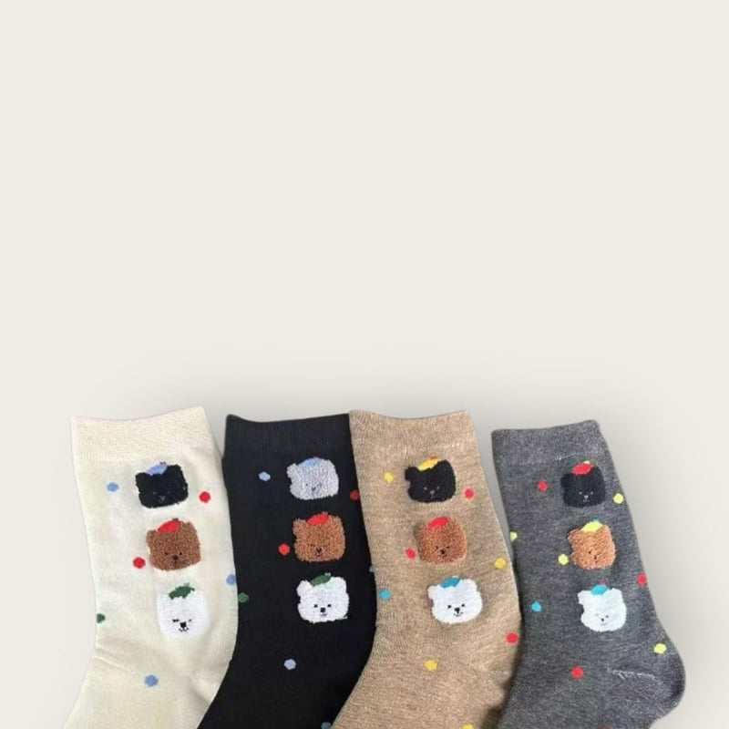 Dudie - Korean Children Fashion - #childofig - Fleece Bear Set (set of 4) - 3