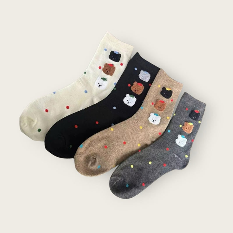 Dudie - Korean Children Fashion - #childofig - Fleece Bear Set (set of 4) - 4
