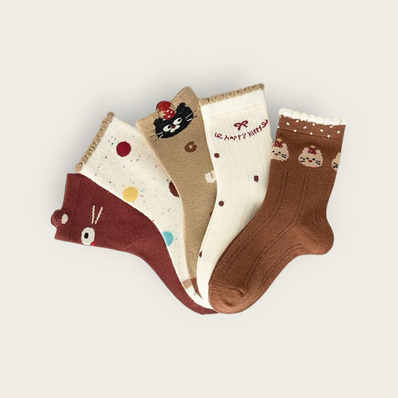 Dudie - Korean Children Fashion - #childrensboutique - Black Kitty Set (set of 5) - 12