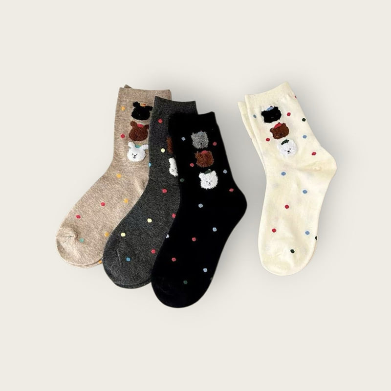 Dudie - Korean Children Fashion - #designkidswear - Fleece Bear Set (set of 4) - 6