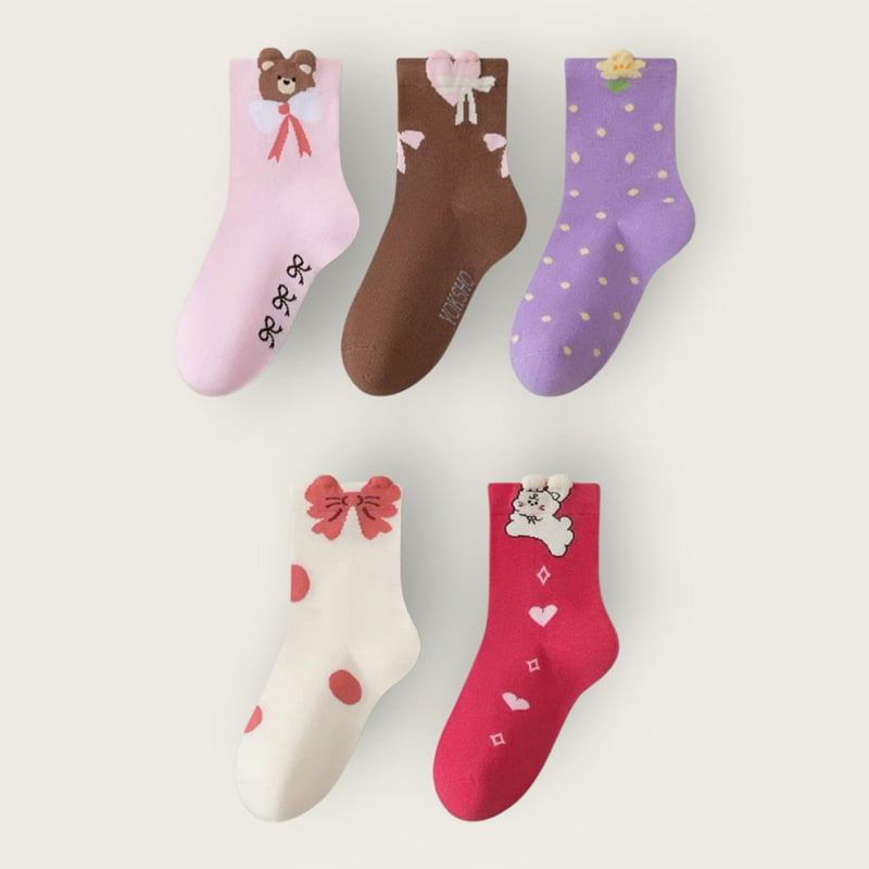 Dudie - Korean Children Fashion - #designkidswear - Ribbon Bear Set (set of 5) - 12