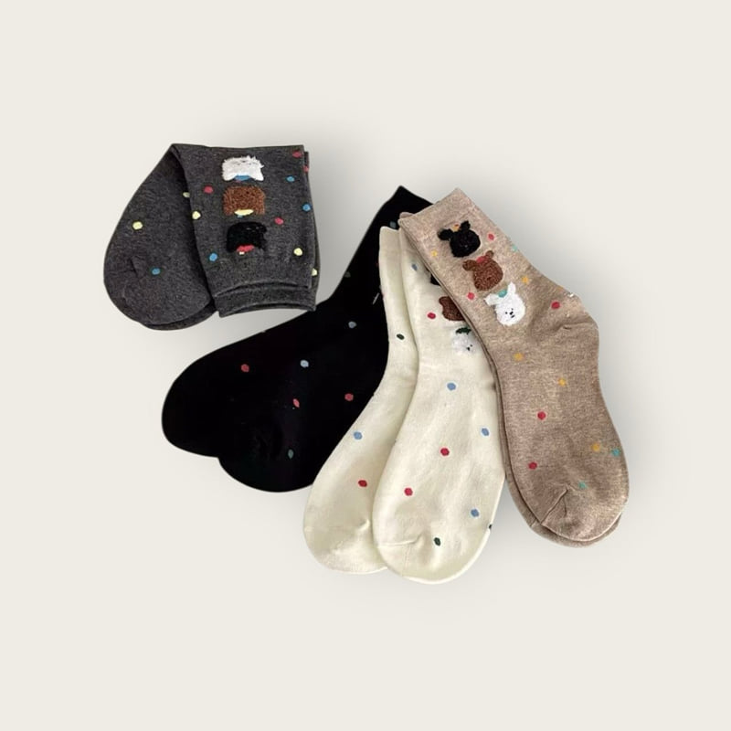 Dudie - Korean Children Fashion - #discoveringself - Fleece Bear Set (set of 4) - 7