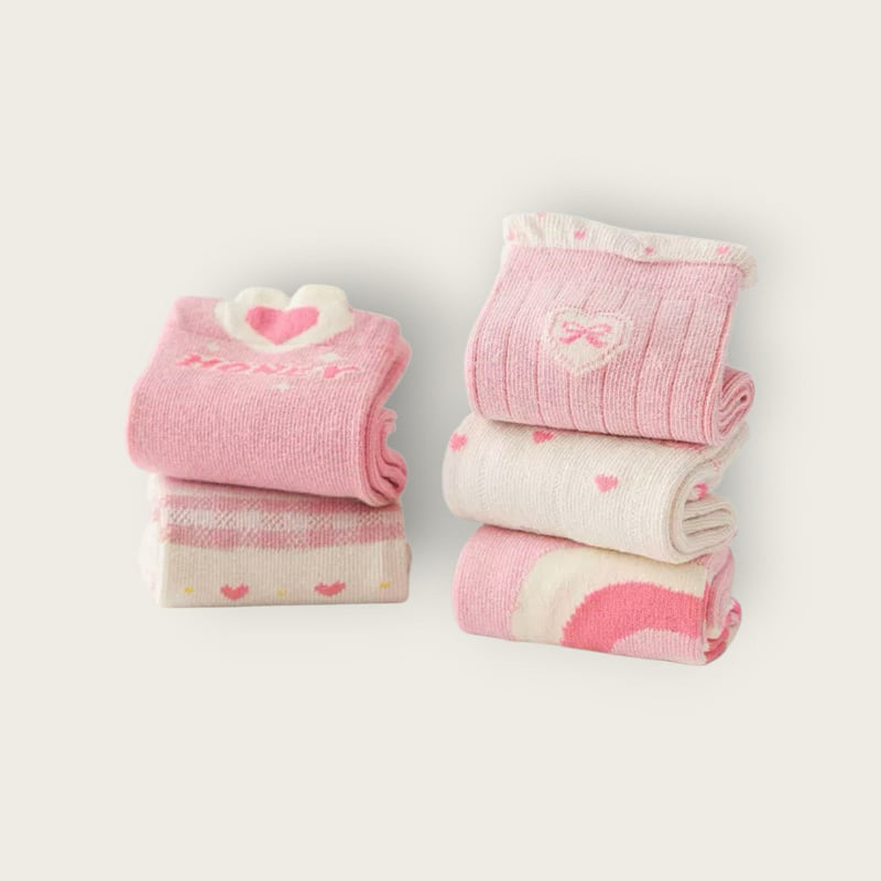 Dudie - Korean Children Fashion - #fashionkids - Heart Pink Set (set of 5) - 2