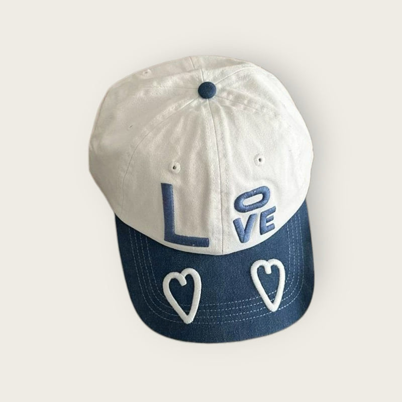 Dudie - Korean Children Fashion - #kidsshorts - Love Embroidery Cap - 2