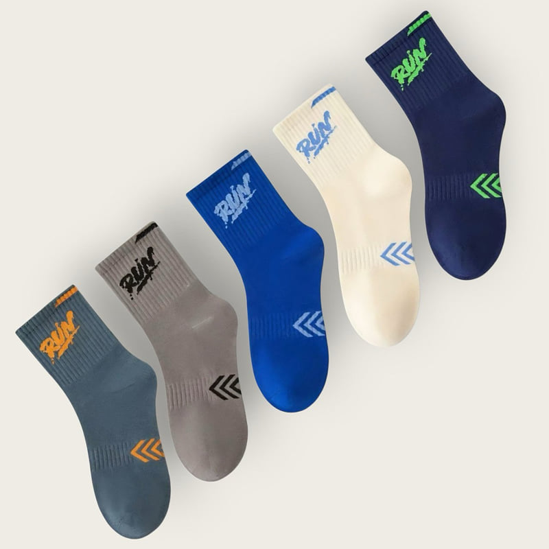 Dudie - Korean Children Fashion - #kidsshorts - Run Sports Set (set of 5) - 5