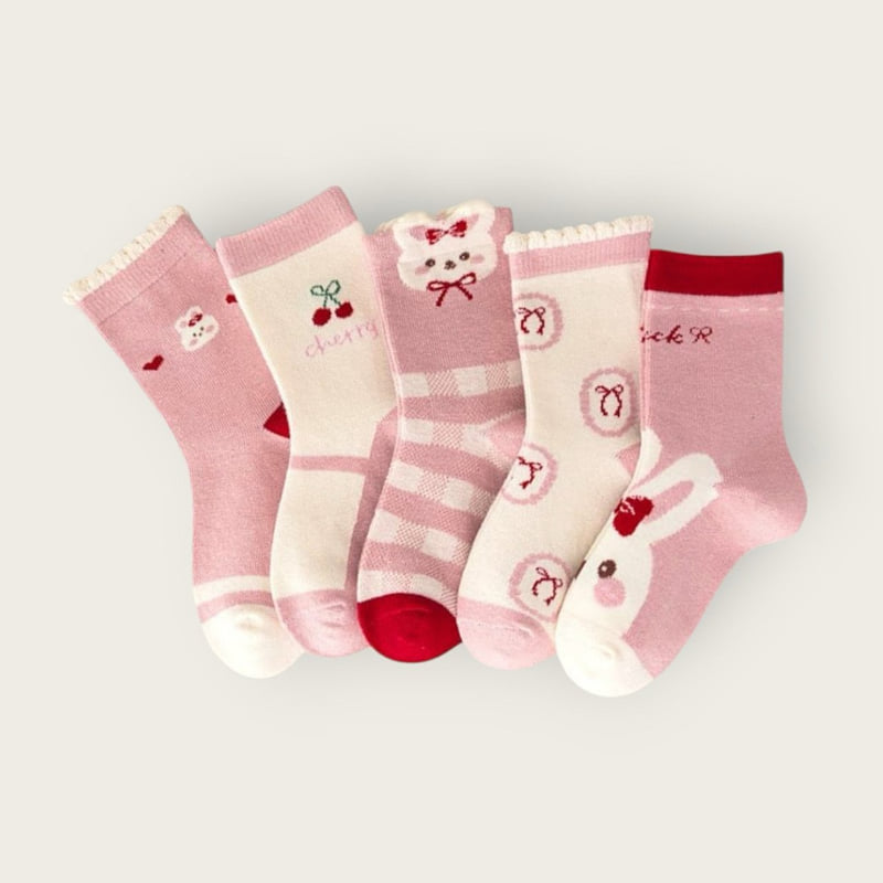 Dudie - Korean Children Fashion - #kidsstore - Cherry Bunny Set (set of 5) - 12