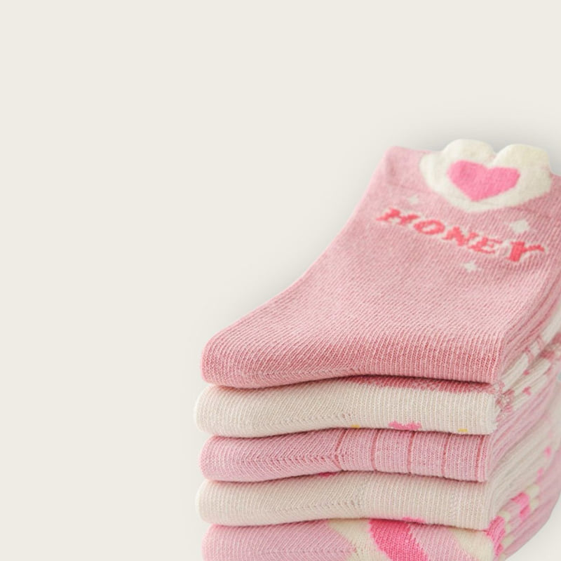 Dudie - Korean Children Fashion - #kidzfashiontrend - Heart Pink Set (set of 5) - 5