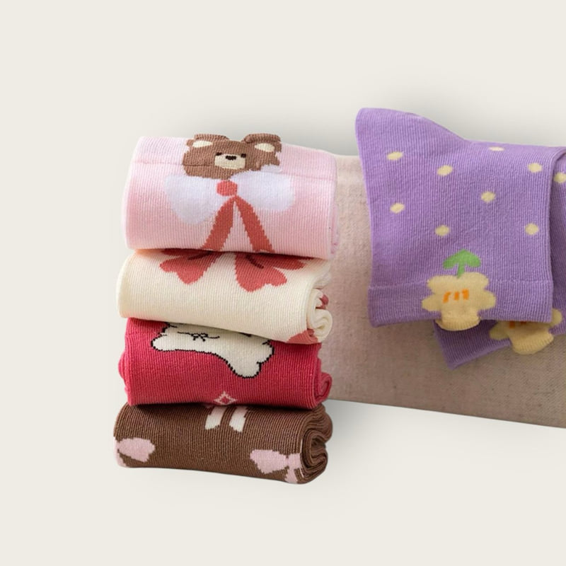 Dudie - Korean Children Fashion - #kidzfashiontrend - Ribbon Bear Set (set of 5) - 3