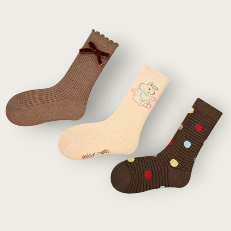 Dudie - Korean Children Fashion - #littlefashionista - Color Rabbit Set (set of 3) - 7