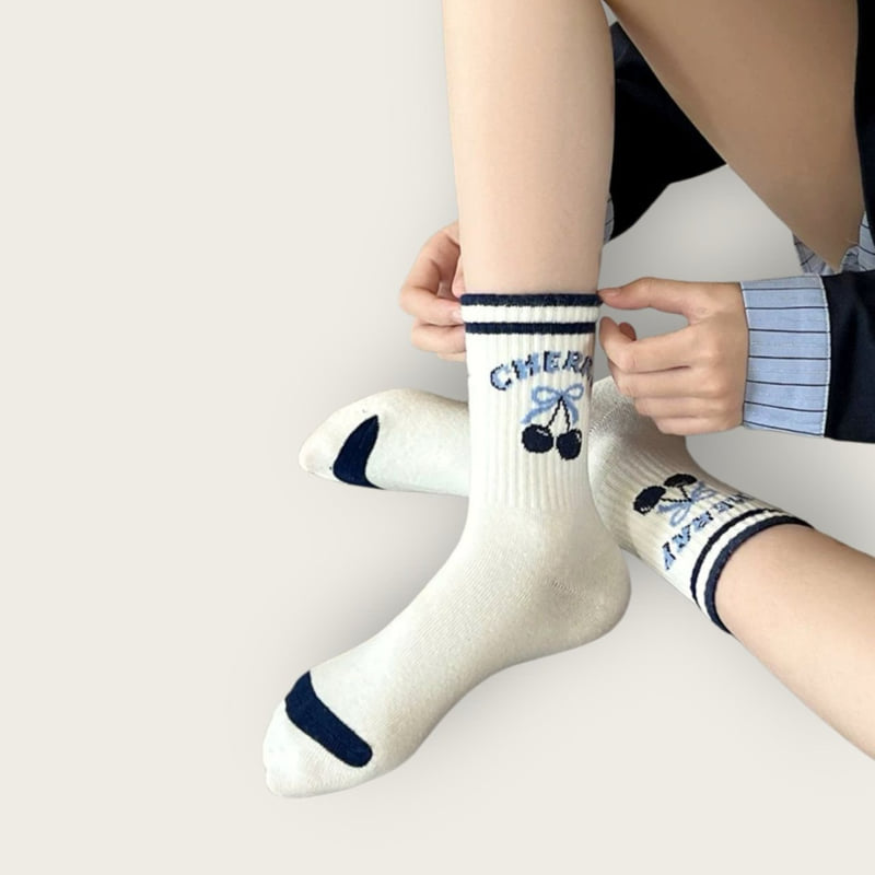 Dudie - Korean Children Fashion - #littlefashionista - Blue Cherry Set (set of 5) - 12