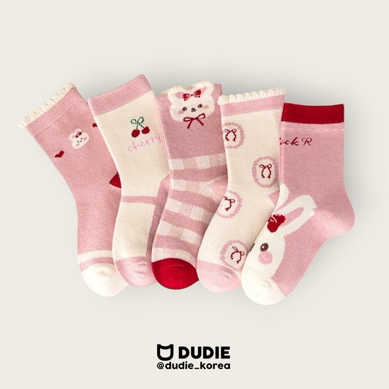 Dudie - Korean Children Fashion - #littlefashionista - Cherry Bunny Set (set of 5)