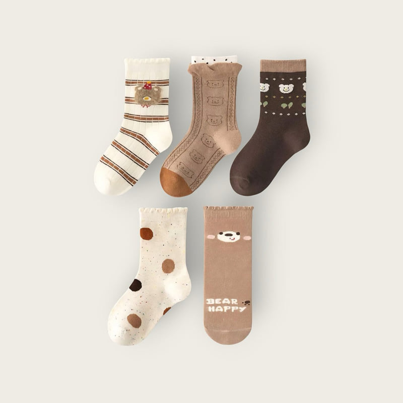 Dudie - Korean Children Fashion - #littlefashionista - Happy Bear Set (set of 5) - 4