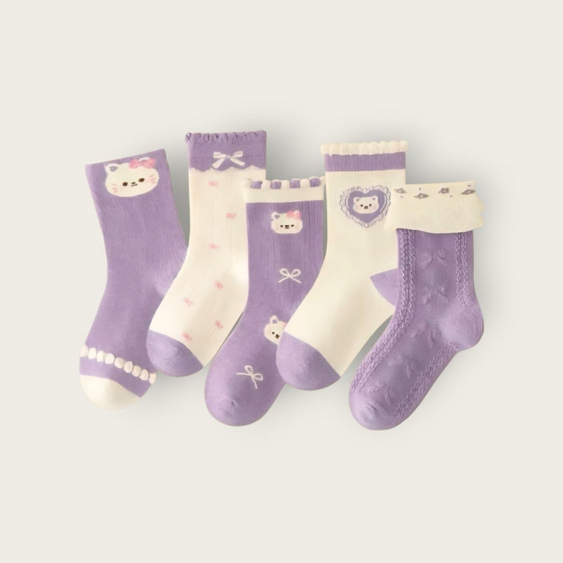 Dudie - Korean Children Fashion - #minifashionista - Purple Heart Set (set of 5) - 2