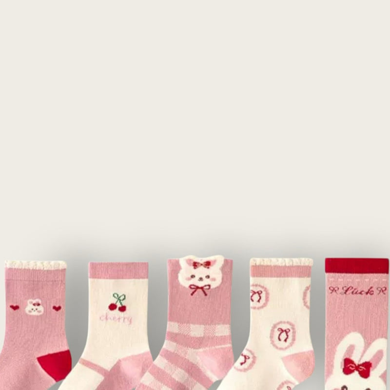 Dudie - Korean Children Fashion - #minifashionista - Cherry Bunny Set (set of 5) - 3