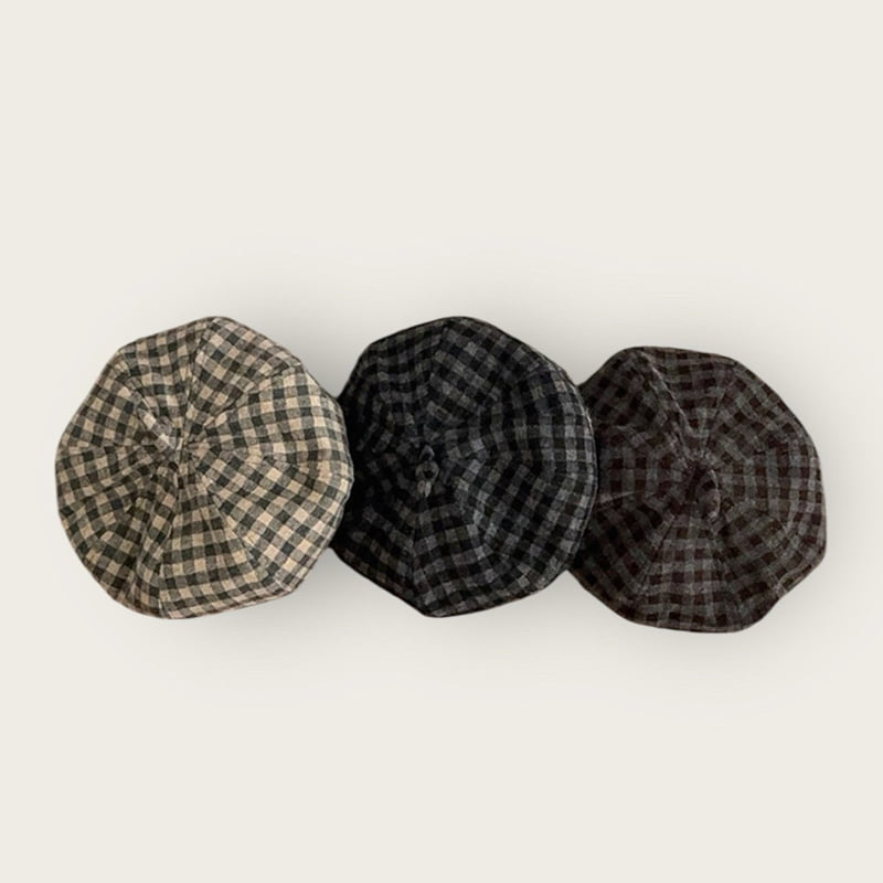 Dudie - Korean Children Fashion - #stylishchildhood - Check Art Beret - 8