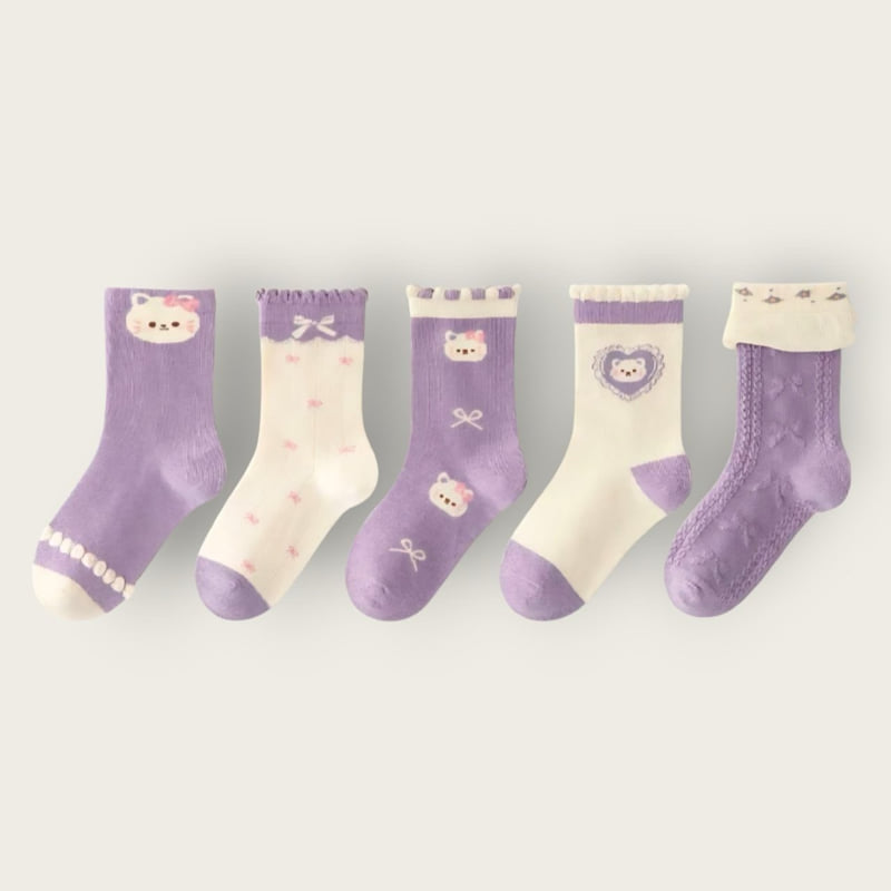 Dudie - Korean Children Fashion - #prettylittlegirls - Purple Heart Set (set of 5) - 4