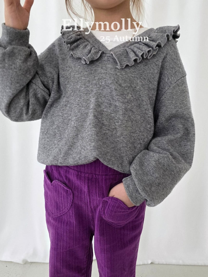 Ellymolly - Korean Children Fashion - #Kfashion4kids - Navy Frill V-neck Tee - 9