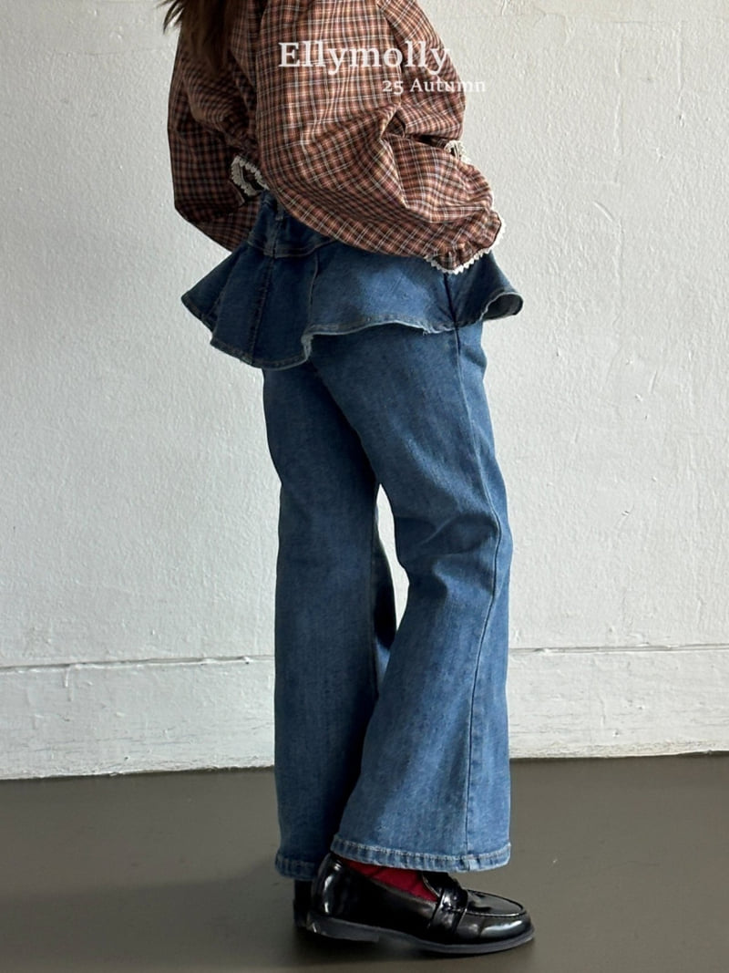 Ellymolly - Korean Children Fashion - #designkidswear - Lala Frill Bootcut Denim - 6