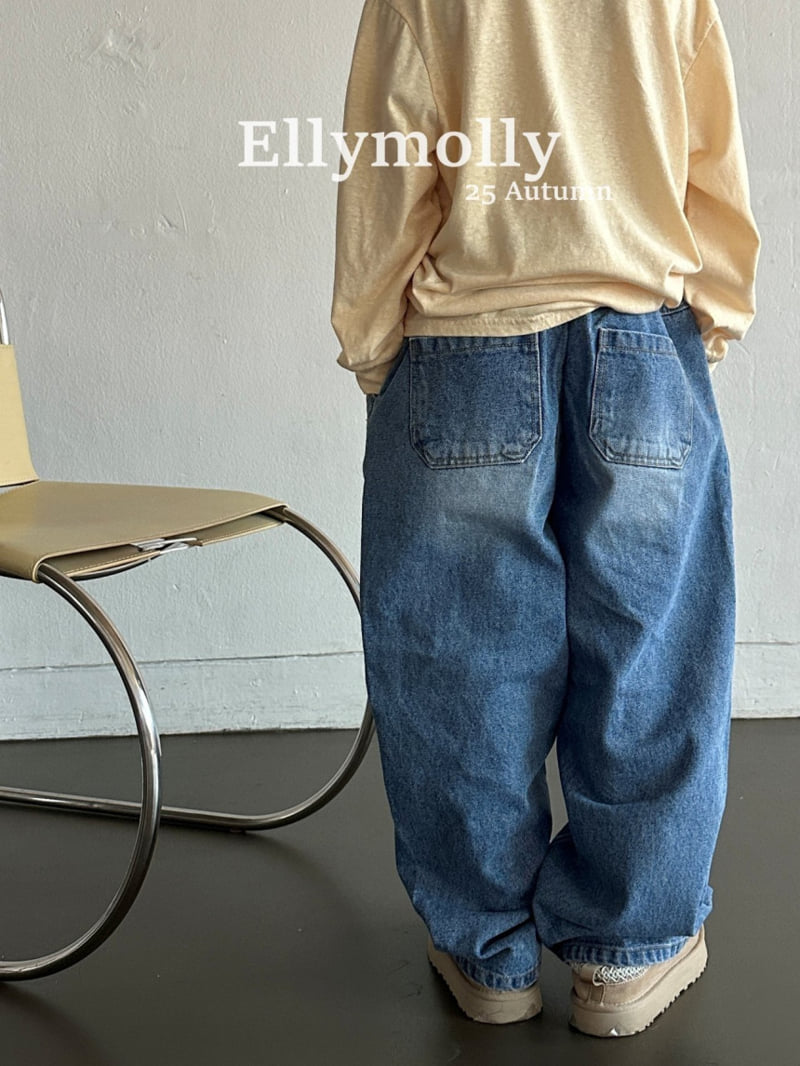 Ellymolly - Korean Children Fashion - #fashionkids - Curve Denim Pants - 12
