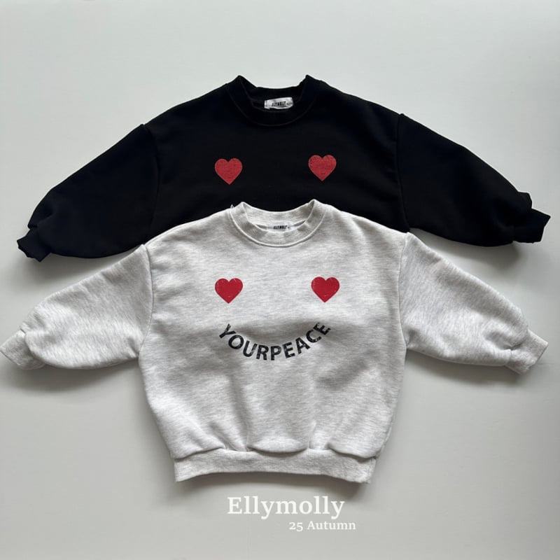 Ellymolly - Korean Children Fashion - #fashionkids - Peace Heart Sweatshirt - 2