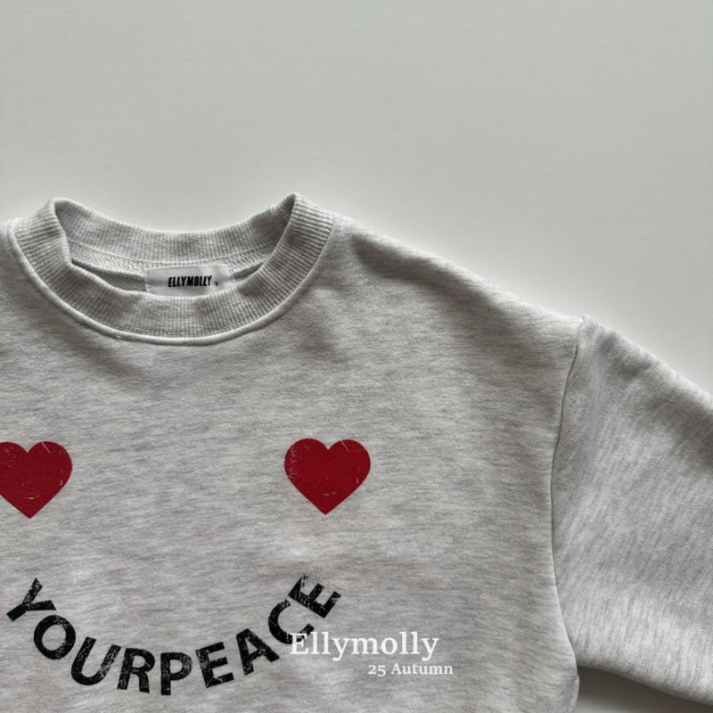 Ellymolly - Korean Children Fashion - #kidsshorts - Peace Heart Sweatshirt - 3
