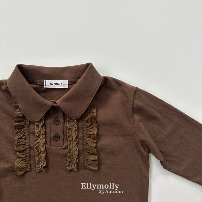 Ellymolly - Korean Children Fashion - #kidsshorts - Twin Frill Collar Tee - 3