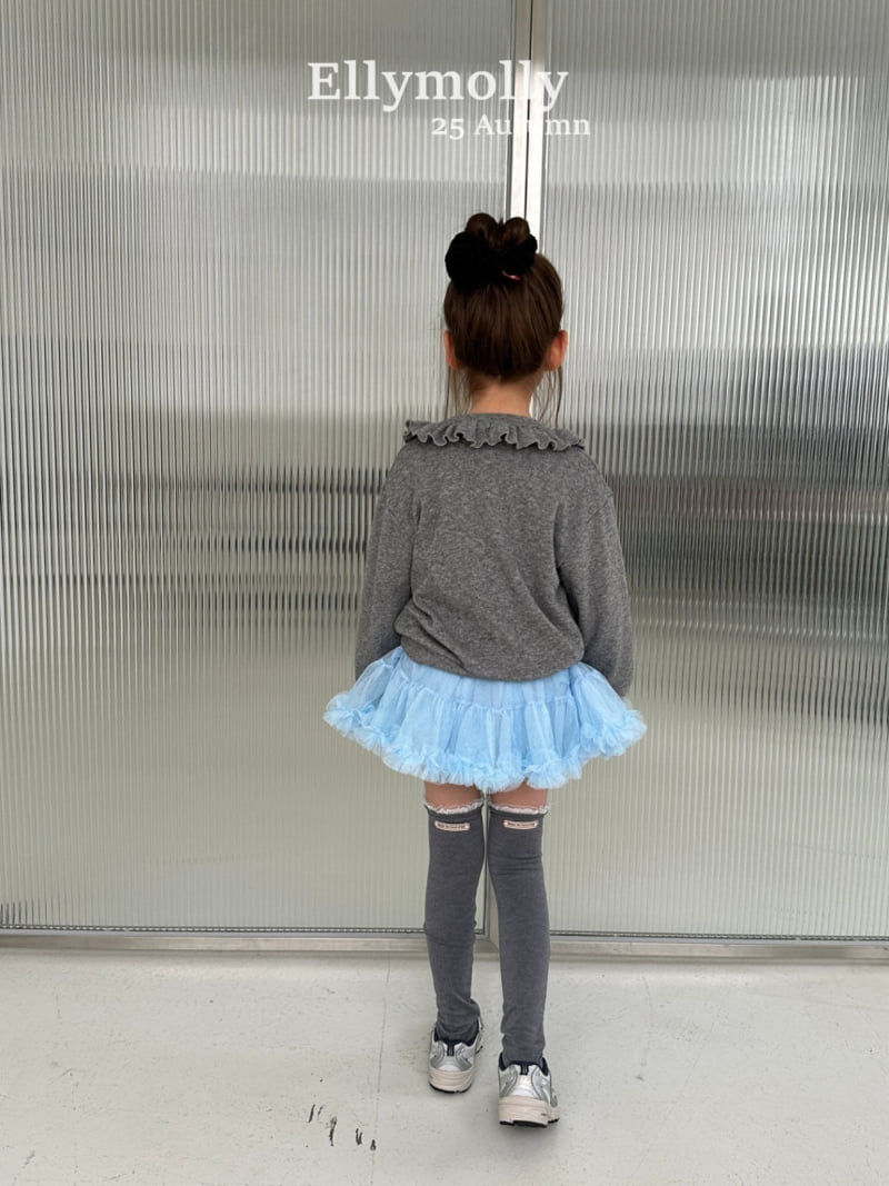 Ellymolly - Korean Children Fashion - #kidzfashiontrend - Navy Frill V-neck Tee - 8