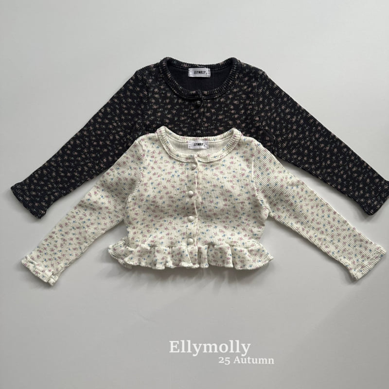 Ellymolly - Korean Children Fashion - #littlefashionista - Girls' Frill Waffle Cardigan - 2