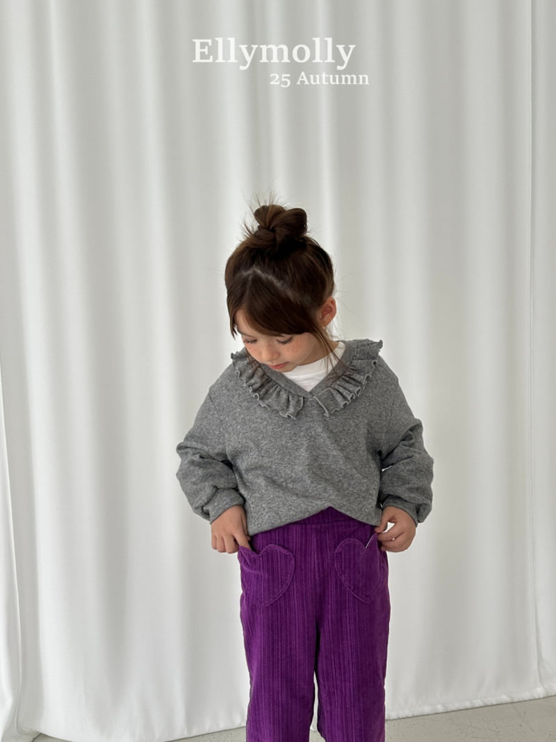 Ellymolly - Korean Children Fashion - #littlefashionista - Navy Frill V-neck Tee - 10