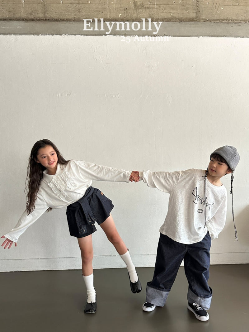 Ellymolly - Korean Children Fashion - #littlefashionista - Twin Frill Collar Tee - 7
