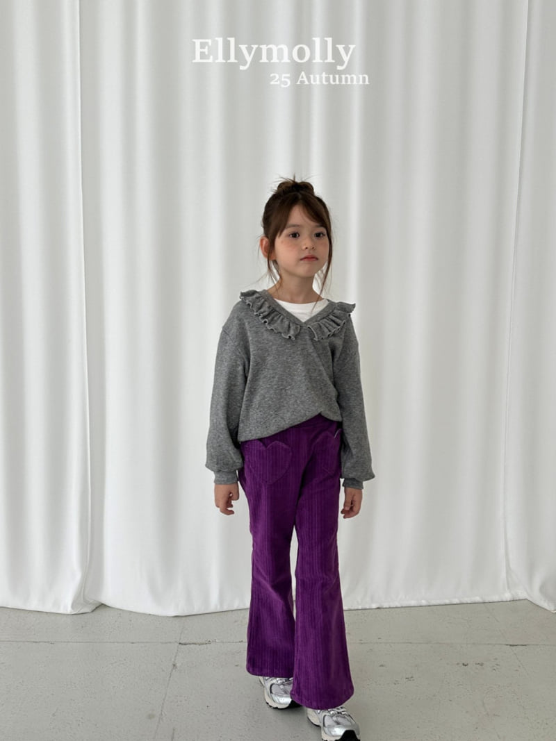 Ellymolly - Korean Children Fashion - #magicofchildhood - Navy Frill V-neck Tee - 11