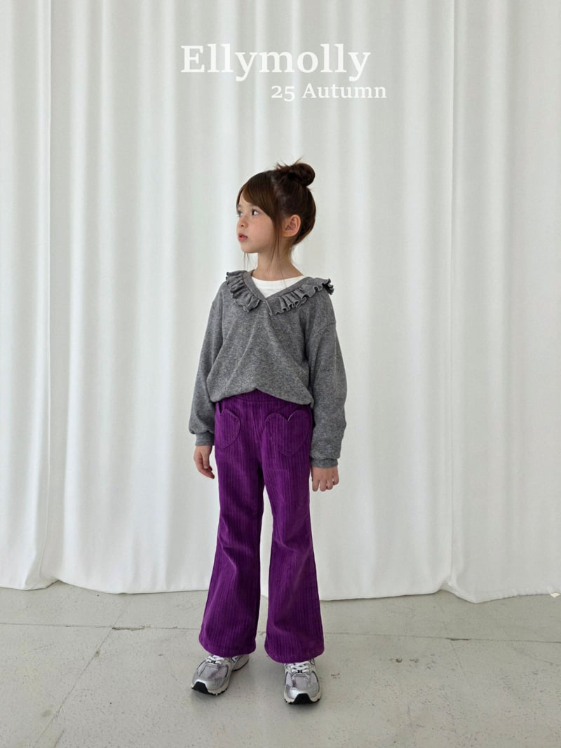 Ellymolly - Korean Children Fashion - #minifashionista - Navy Frill V-neck Tee - 12