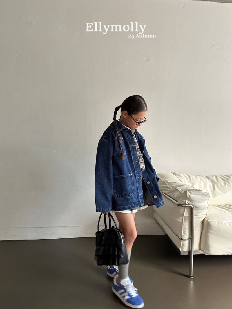 Ellymolly - Korean Children Fashion - #prettylittlegirls - Rivet Denim Jacket - 10