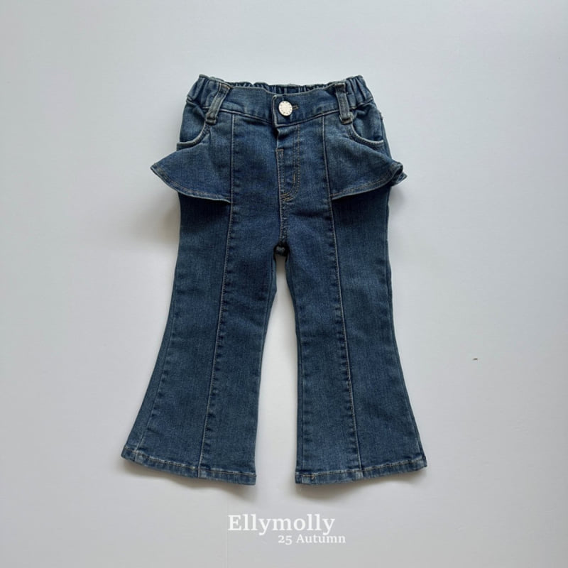 Ellymolly - Korean Children Fashion - #prettylittlegirls - Lala Frill Bootcut Denim - 2