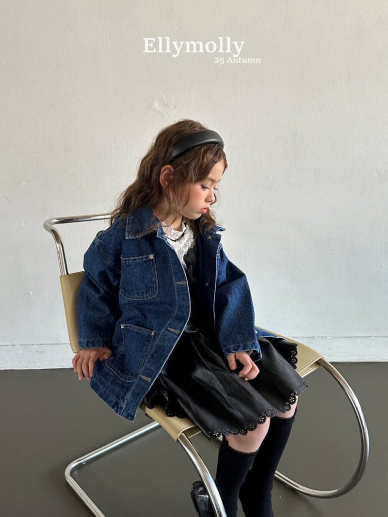 Ellymolly - Korean Children Fashion - #toddlerclothing - Rivet Denim Jacket - 12