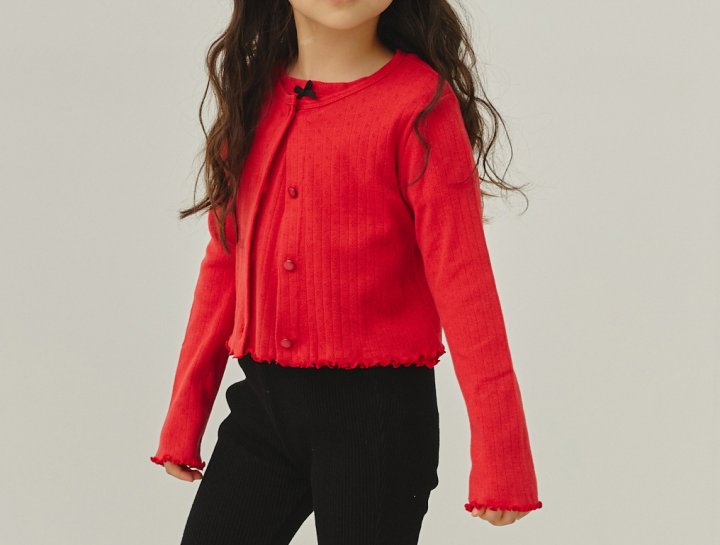 Erin J - Korean Children Fashion - #Kfashion4kids - Eyelet Ribbed Cardigan - 3