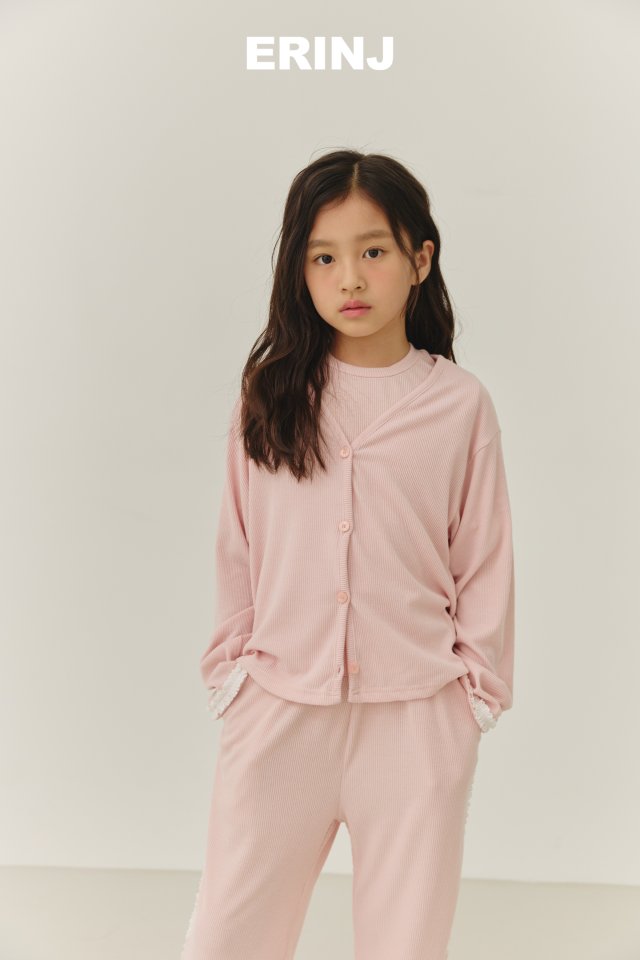 Erin J - Korean Children Fashion - #childrensboutique - Lace Ribbed Cardigan