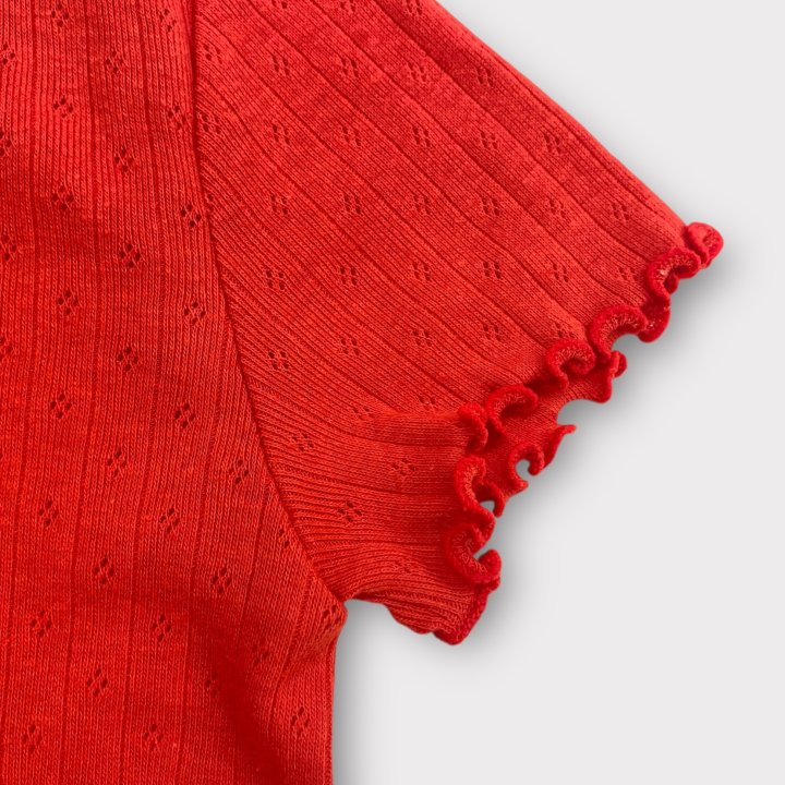 Erin J - Korean Children Fashion - #kidsshorts - Eyelet Ribbed Tee - 6
