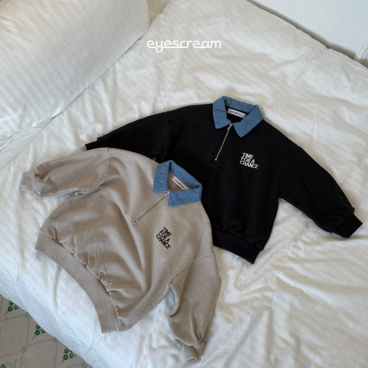 Eyescream - Korean Children Fashion - #discoveringself - Time Blue Collar Sweatshirt