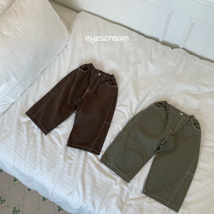Eyescream - Korean Children Fashion - #discoveringself - Curve Stitch Cotton Pants - 4