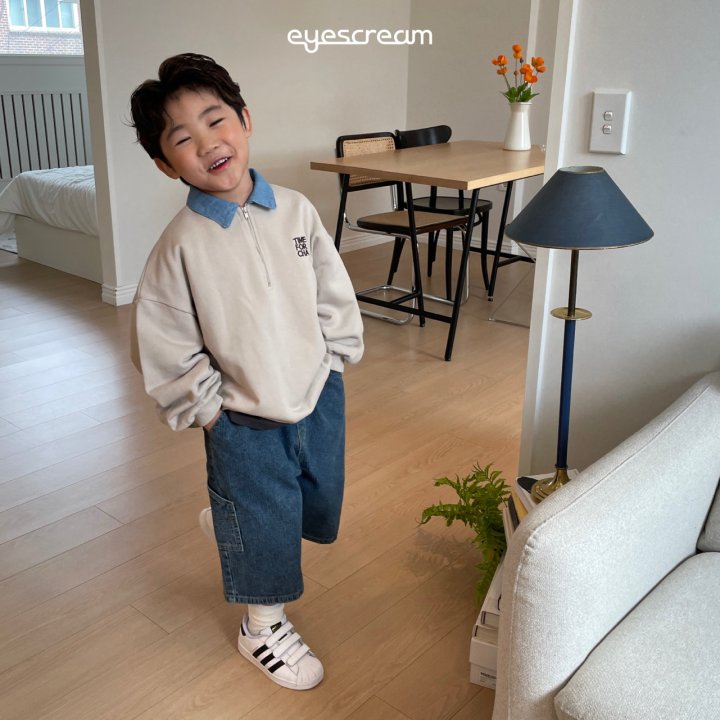 Eyescream - Korean Children Fashion - #kidsshorts - Time Blue Collar Sweatshirt - 3