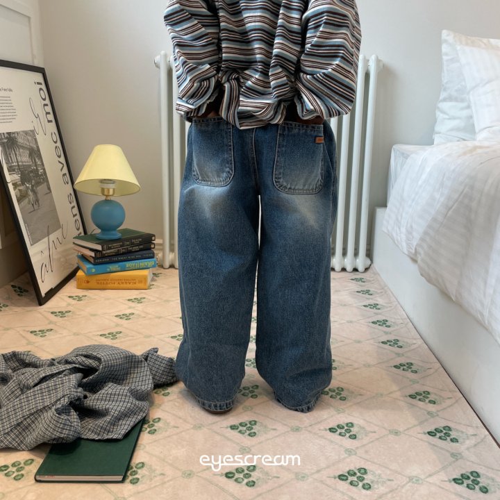 Eyescream - Korean Children Fashion - #kidsshorts - Brush Vintage Denim Pants - 10